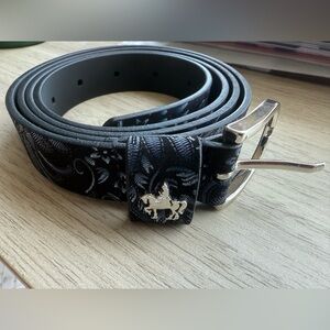 Embassy London Genuine Leather Patterned Blue Men's Belt